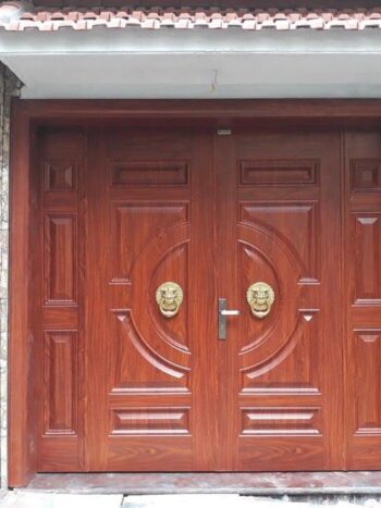Cửa thép vân gỗ 2 cánh đều SM-01