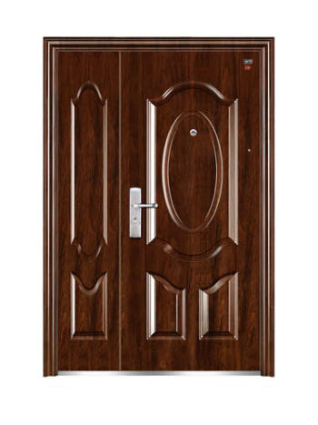 Cửa thép vân gỗ 2 cánh lệch SM-02