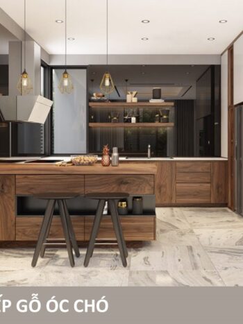 tủ bếp inox 201 cánh gỗ óc chó