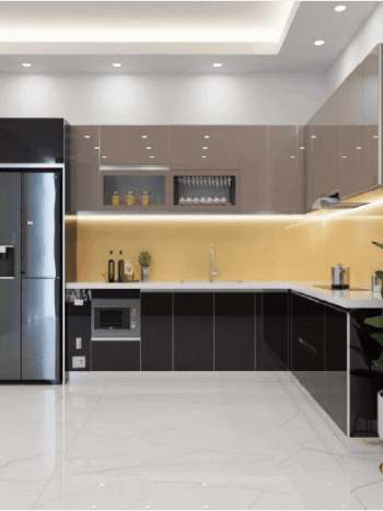 Tủ bếp inox 304 cánh kính