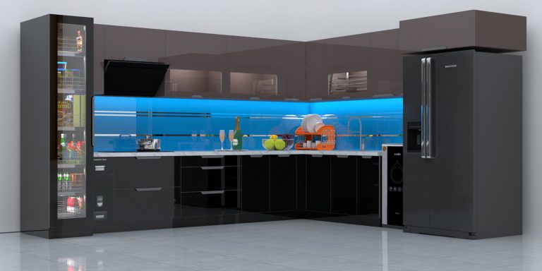 Tủ bếp inox cánh kính