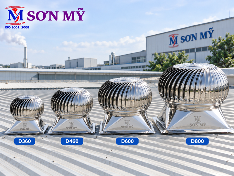 Báo giá quả cầu thông gió inox D360 D460 D600 D800 Sơn Mỹ