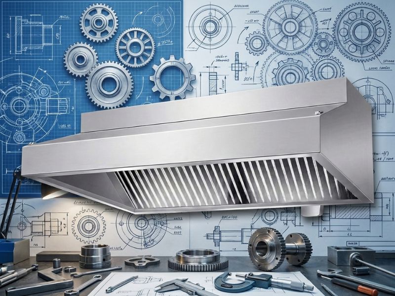 Tháo rời chụp hút mùi inox công nghiệp