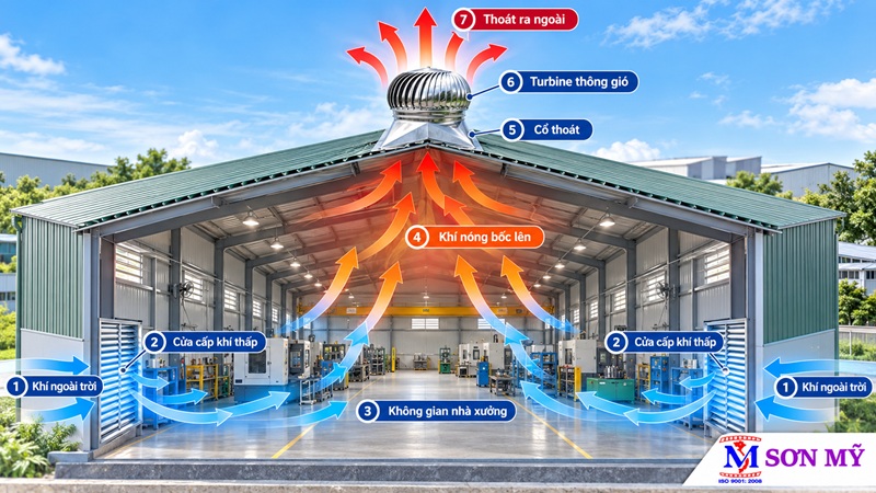 Sơ đồ đường khí của hệ thống quả cầu thông gió