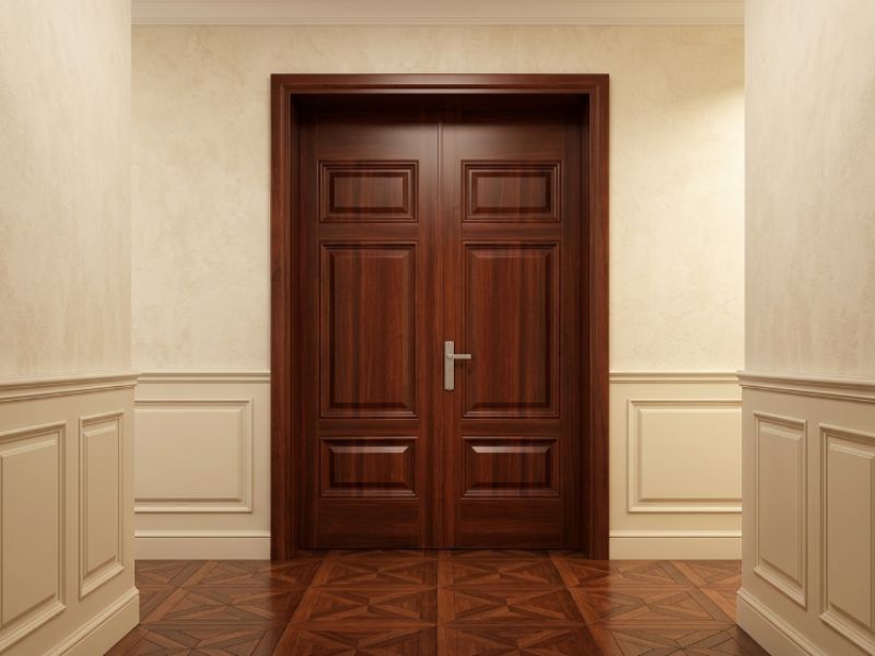 Mẫu cửa thép vân gỗ 2 cánh