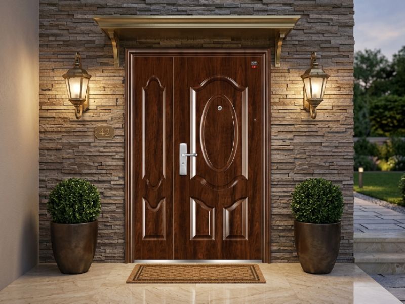 Sự an ninh và an toàn của cửa thép vân gỗ 2 cánh lệch