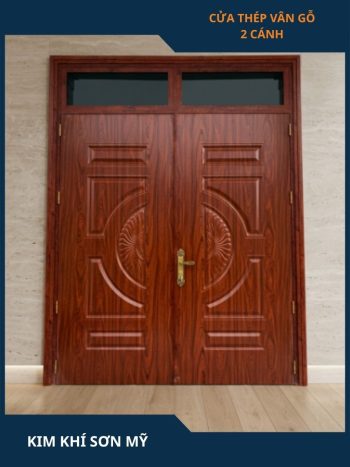Cửa thép vân gỗ 2 cánh