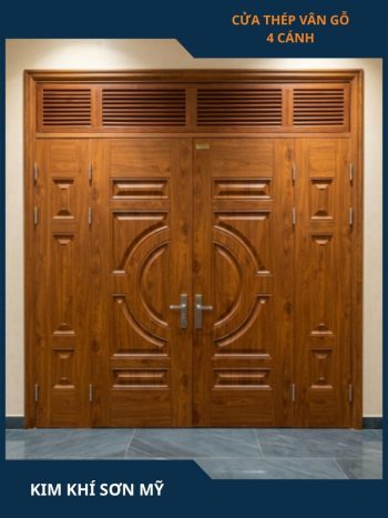 Cửa thép vân gỗ 4 cánh