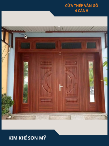 Cửa thép vân gỗ 4 cánh